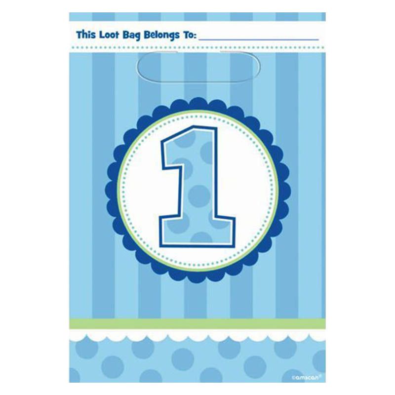 1st Birthday Boy Loot Bags - 8 pk