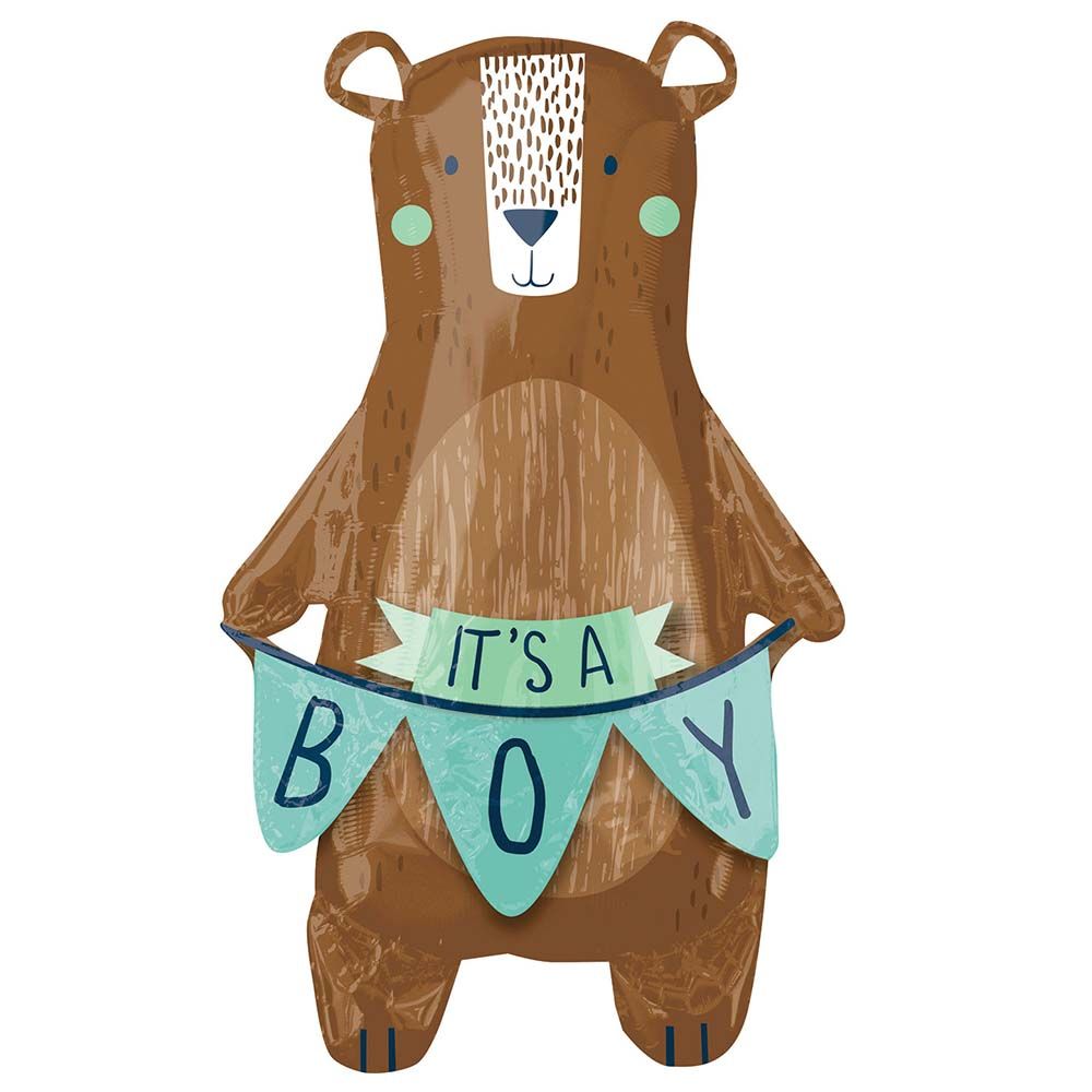 Anagram - P35 We Can Bearly Wait Its A Boy Supershape Foil Balloon