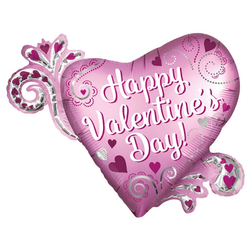 Valentine's Day Heart With Swirls Balloon