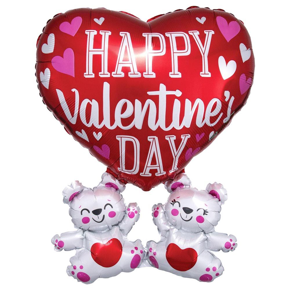 Happy Valentine's Day Floating Bears Supershape Balloon