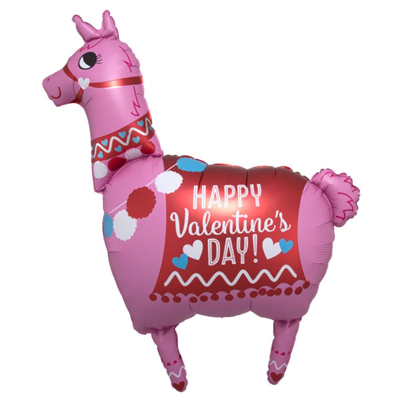 Valentine's Day Llama Supershape Foil Balloon