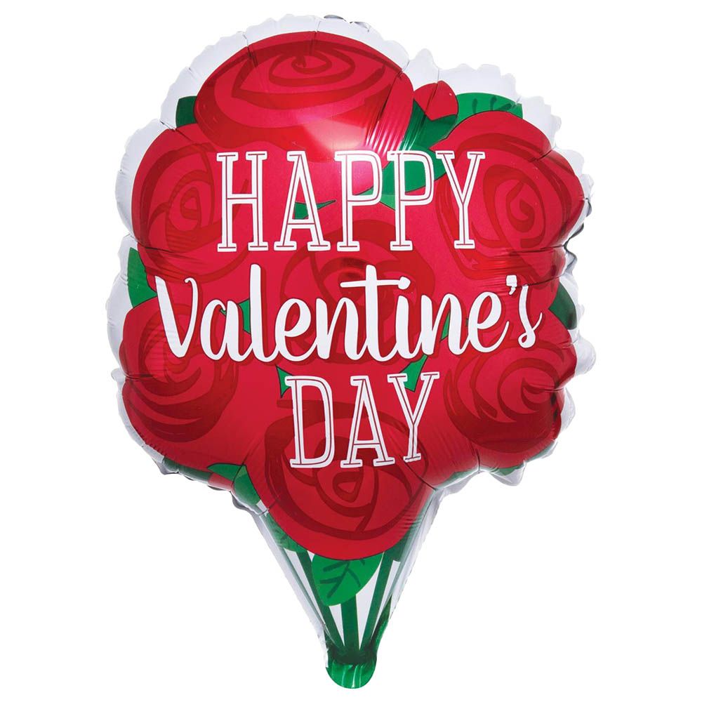 Happy Valentine's Day Red Roses Shape Balloon