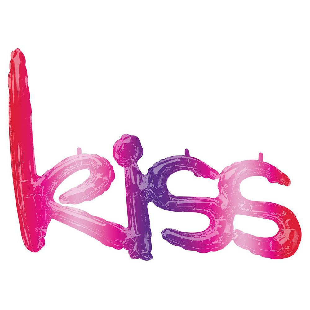 Valentines Kiss Script Phrase Foil Balloon 68 x 50cm