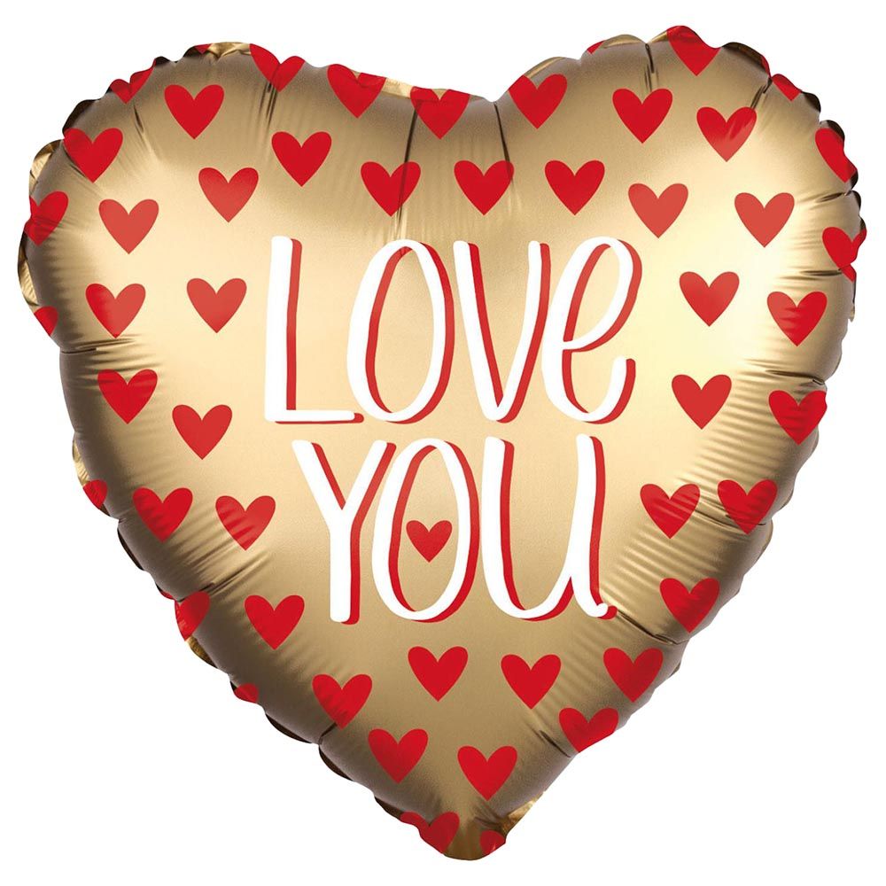 Valentines Love You Satin Jumbo Foil Balloon 71cm - Gold