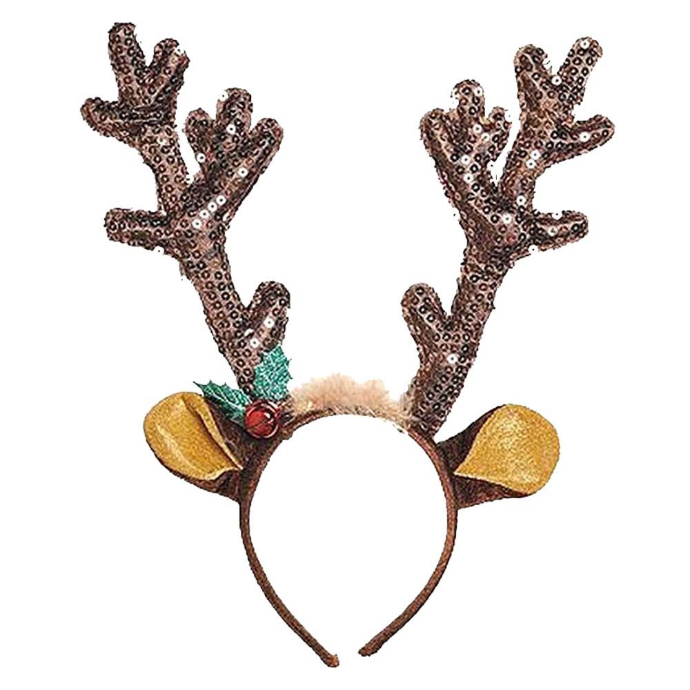 Sequin Antler Headband - Brown