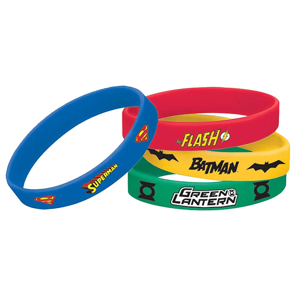 Party Centre - DC Comics Rubber Bracelets w/ Justice League Design - 4pcs