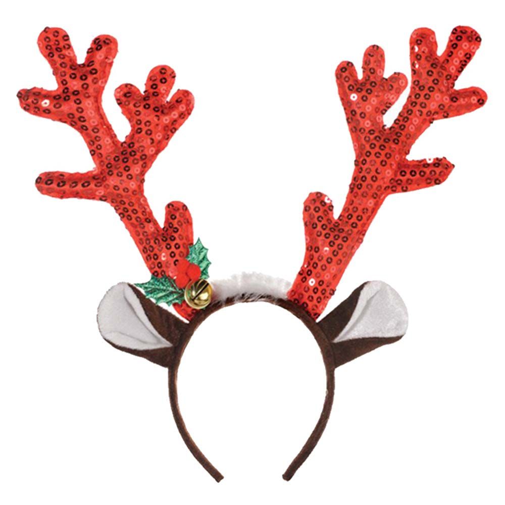 Sequin Antler Headband - Red