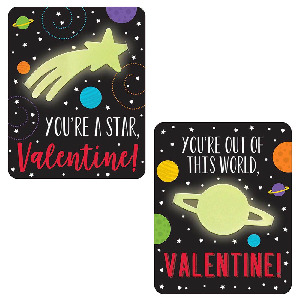 Valentine Cards With Gid Planet 12pcs