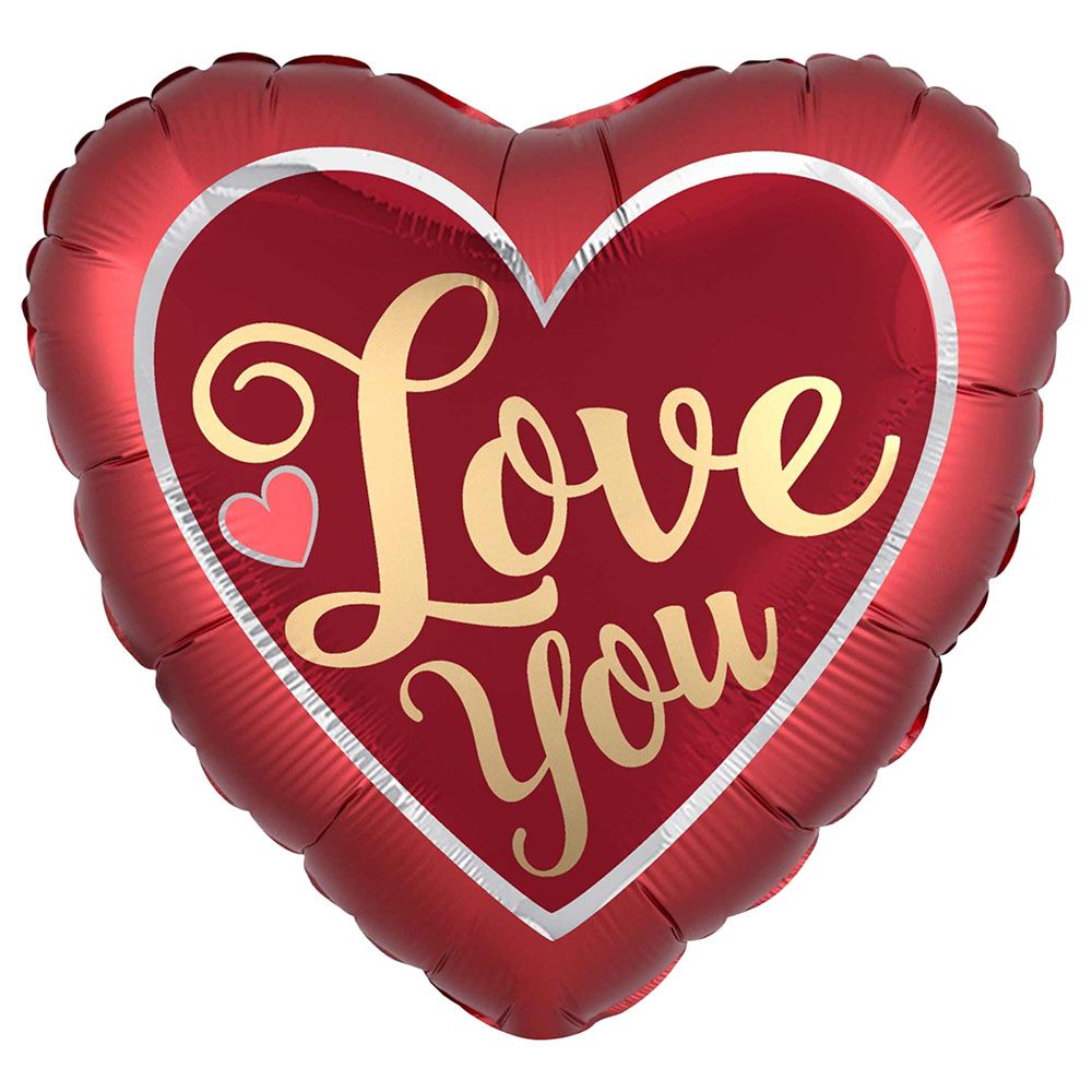 Valentines Love You Print Satin Jumbo Foil Balloon