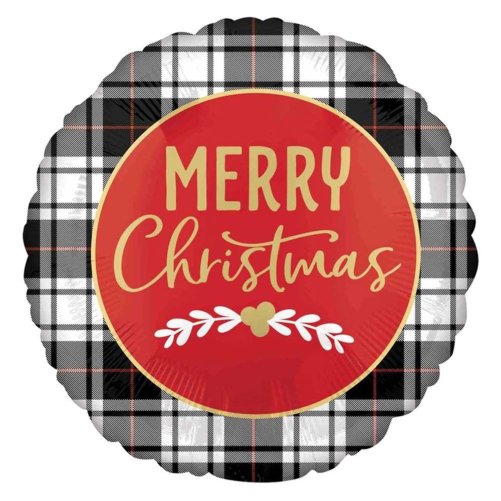 Anagram - Christmas Plaid Foil Balloon 45cm