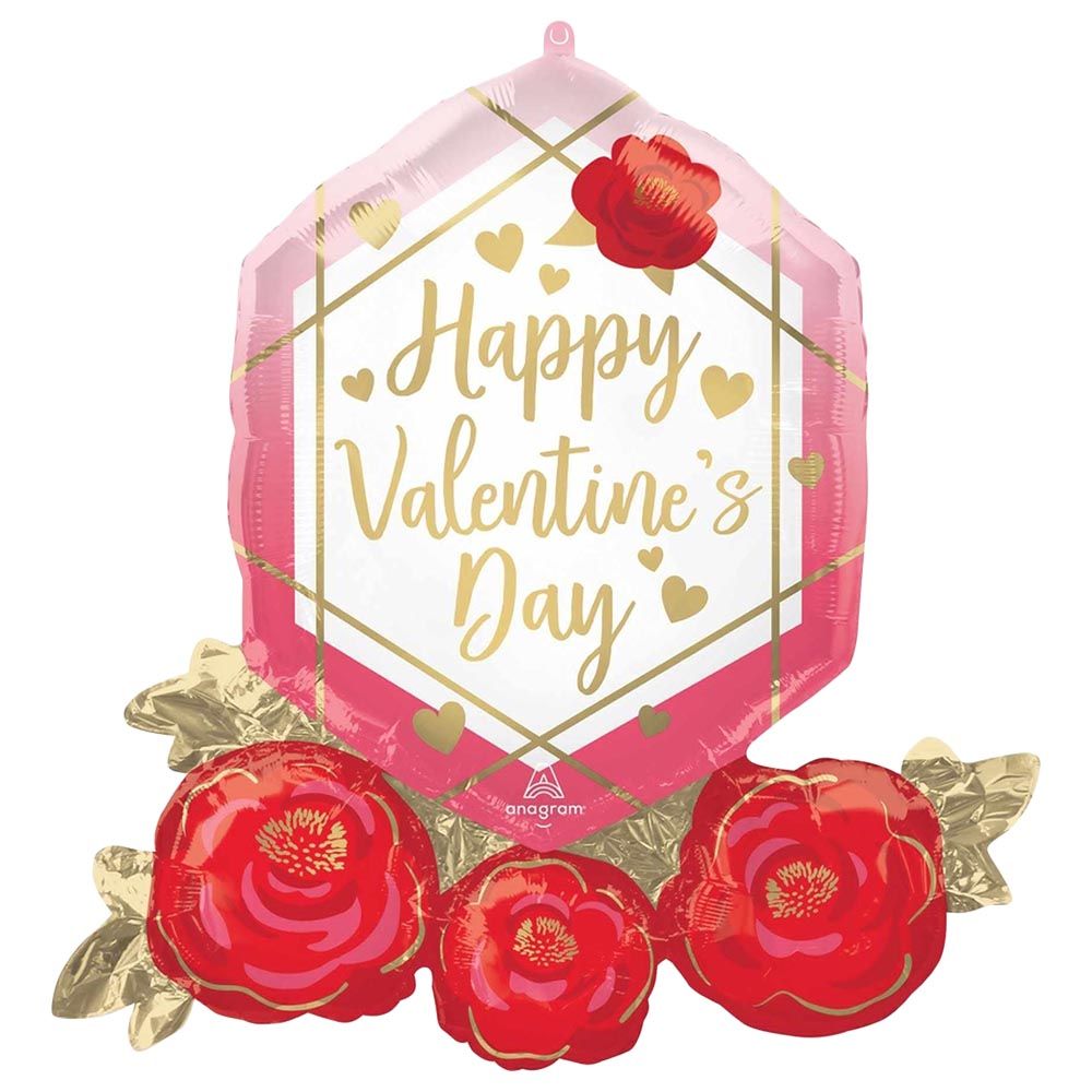 Happy Valentines Day Gem SuperShape Balloon