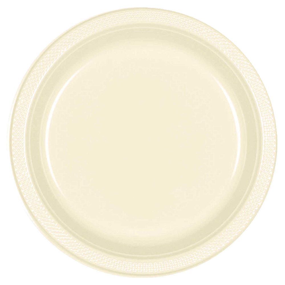 Amscan - Plastic Plates 10.25" 20pcs - Vanilla Creme