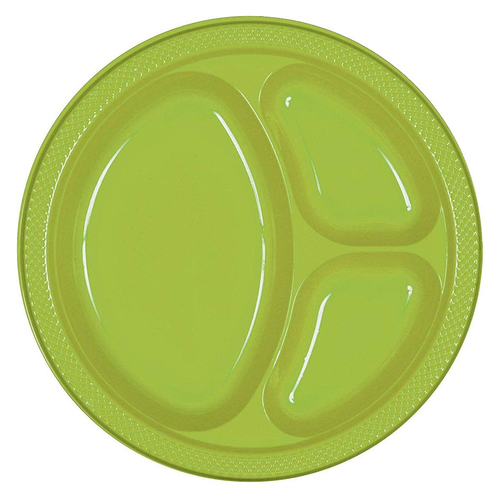 Amscan - Divided Plastic Plates 10.25" 20pcs - Kiwi