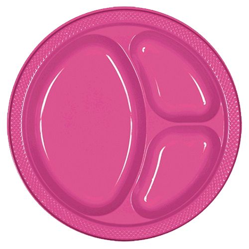 Amscan - Divided Plastic Plates 10.25In 20pcs - Magenta