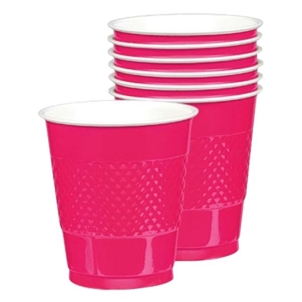 Amscan - Plastic Cups 12oz 20pcs - Bright Pink