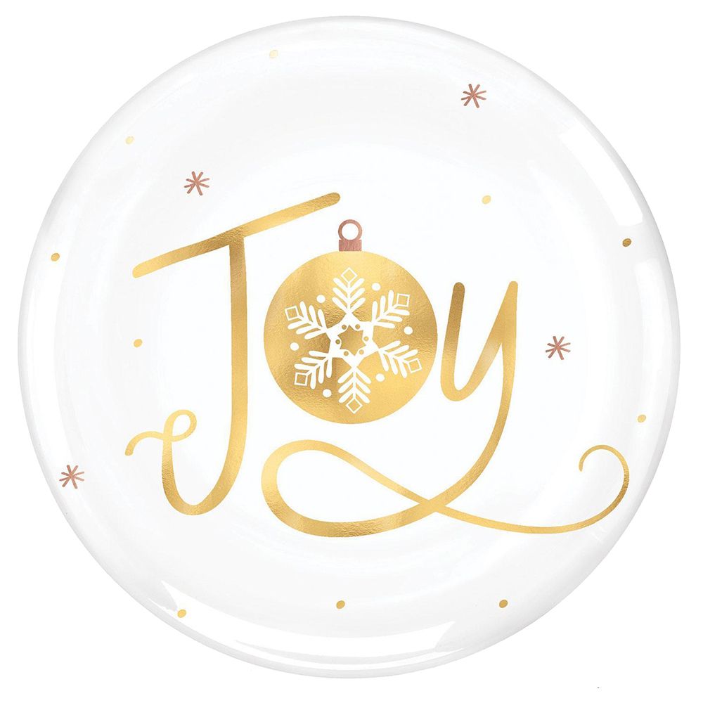 Amscan - Joy Hot Stamped Plastic Plates 7.5-inch - 4pcs