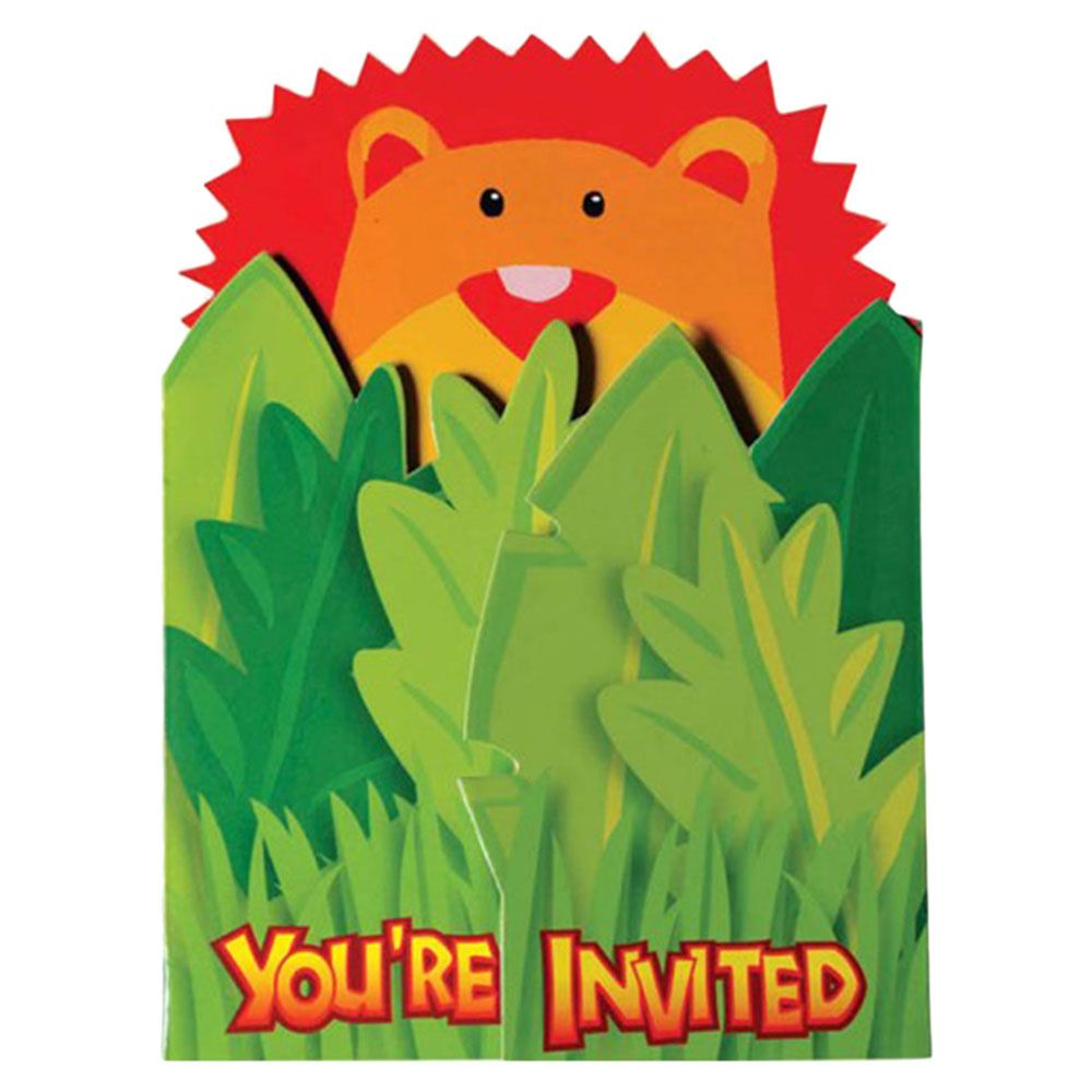 Jungle Animals Jumbo Invitations (8pcs)