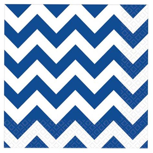 Amscan - Chevron Beverage Napkins 16pcs - Bright Royal Blue