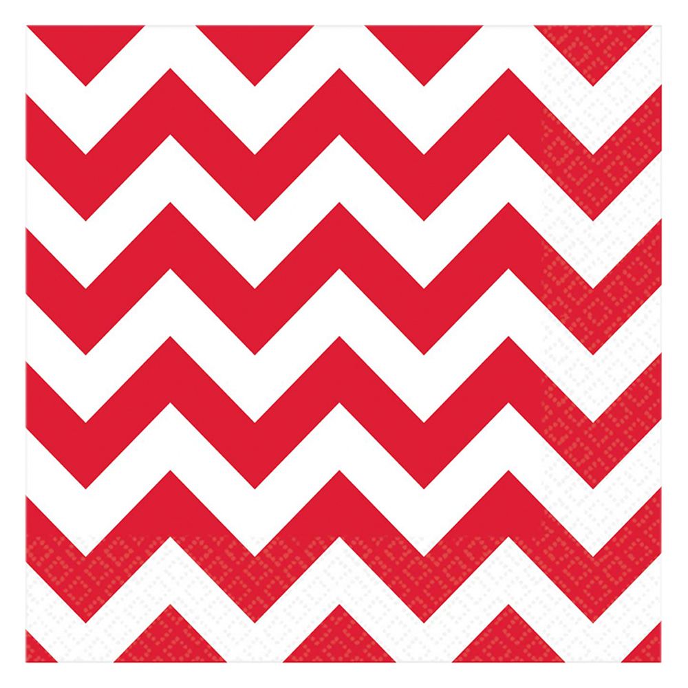 Amscan - Chevron Beverage Tissues 16pcs - Apple Red