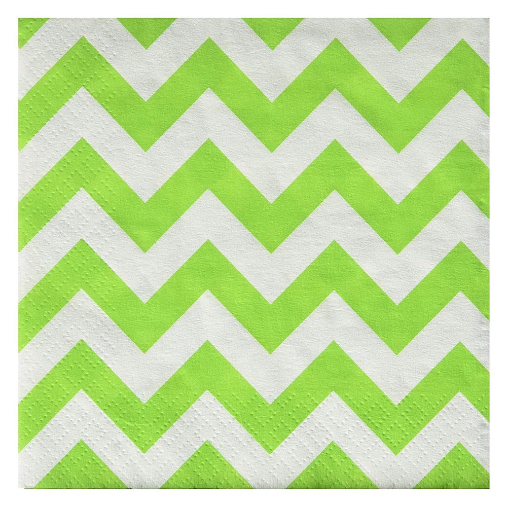 Amscan - Chevron Beverage Tissues 16pcs - Kiwi Green