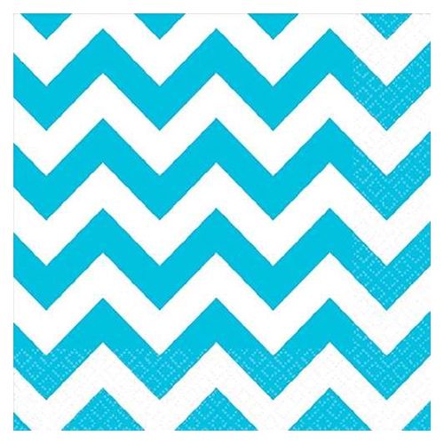 Amscan - Chevron Beverage Napkins 16pcs - Caribbean Blue