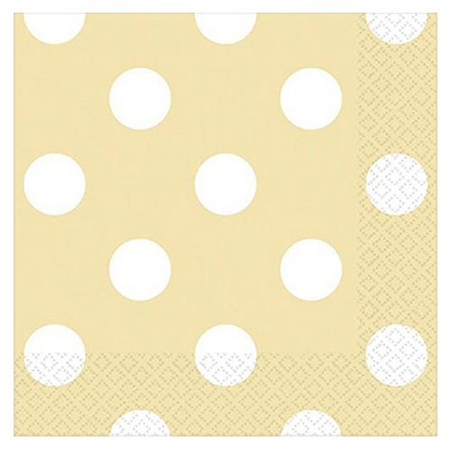 Amscan - Dots Beverage Tissues 16pcs - Vanilla Creme