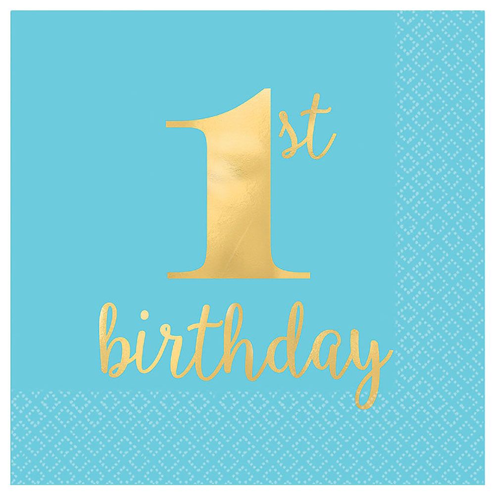 1st Birthday Blue & Gold Lunch Napkin