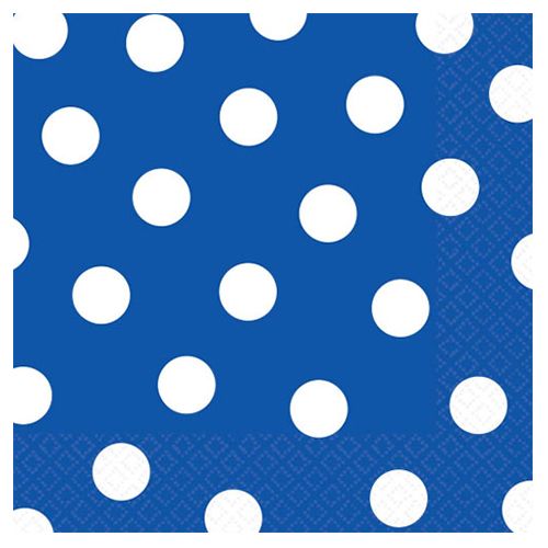 Amscan - Polka Dots Lunch Napkins 16pcs - Bright Royal Blue