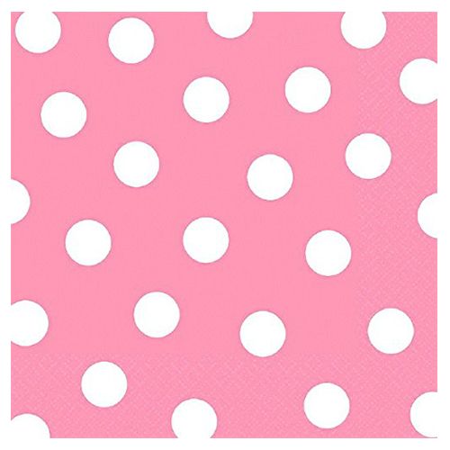 Amscan - White Polka Dots Lunch Napkins 16pcs - Pink