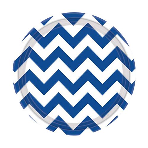 Amscan - Chevron Paper Plates 7" 8pcs - Bright Royal Blue