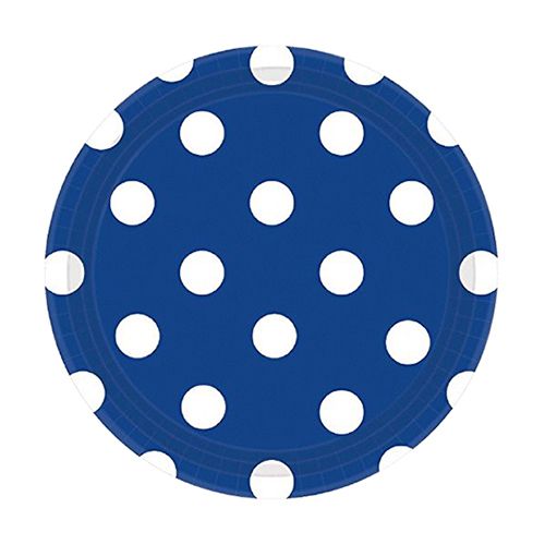 Amscan - Polka Dots Paper Plates 7" 8pcs - Bright Royal Blue