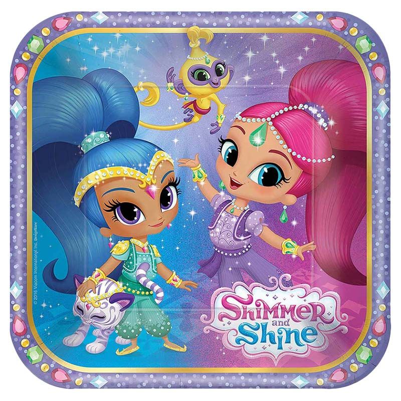 Shimmer & Shine Paper Square Plate 7in 8pcs