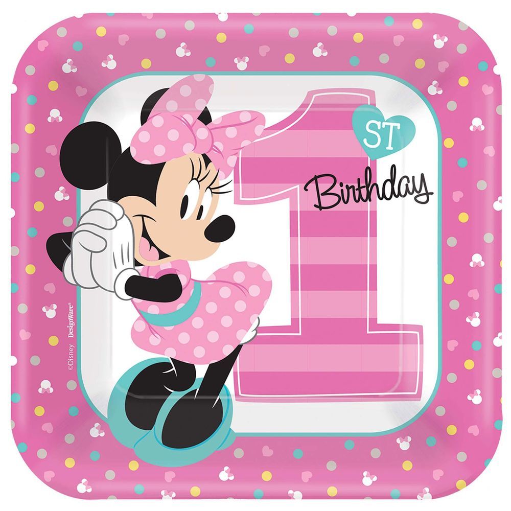 Minnie's Fun To Be One Square Plates 7" 8pcs