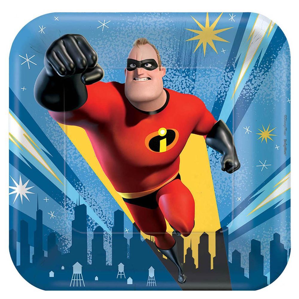 Incredibles 2 Square Paper Plates 7" 8pcs