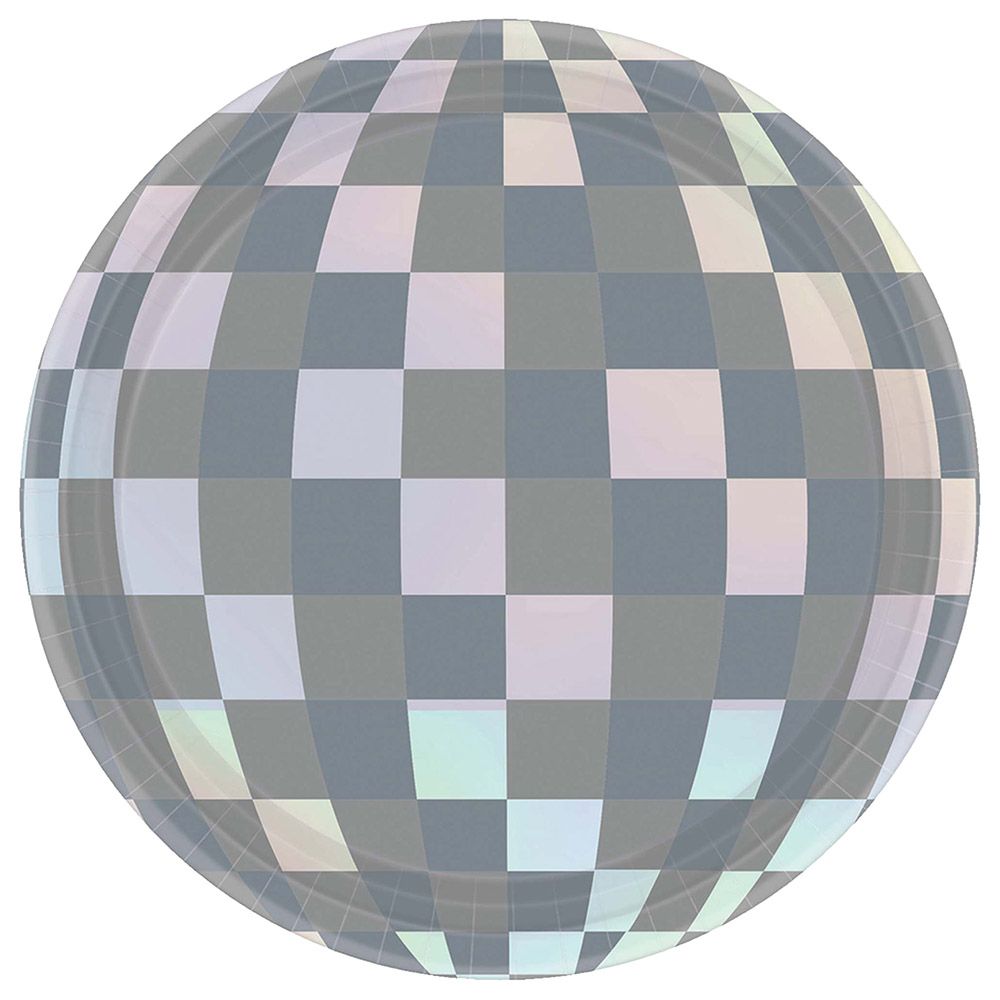 Amscan - Disco Ball Drop Iridescent Paper Plates Pack of 8