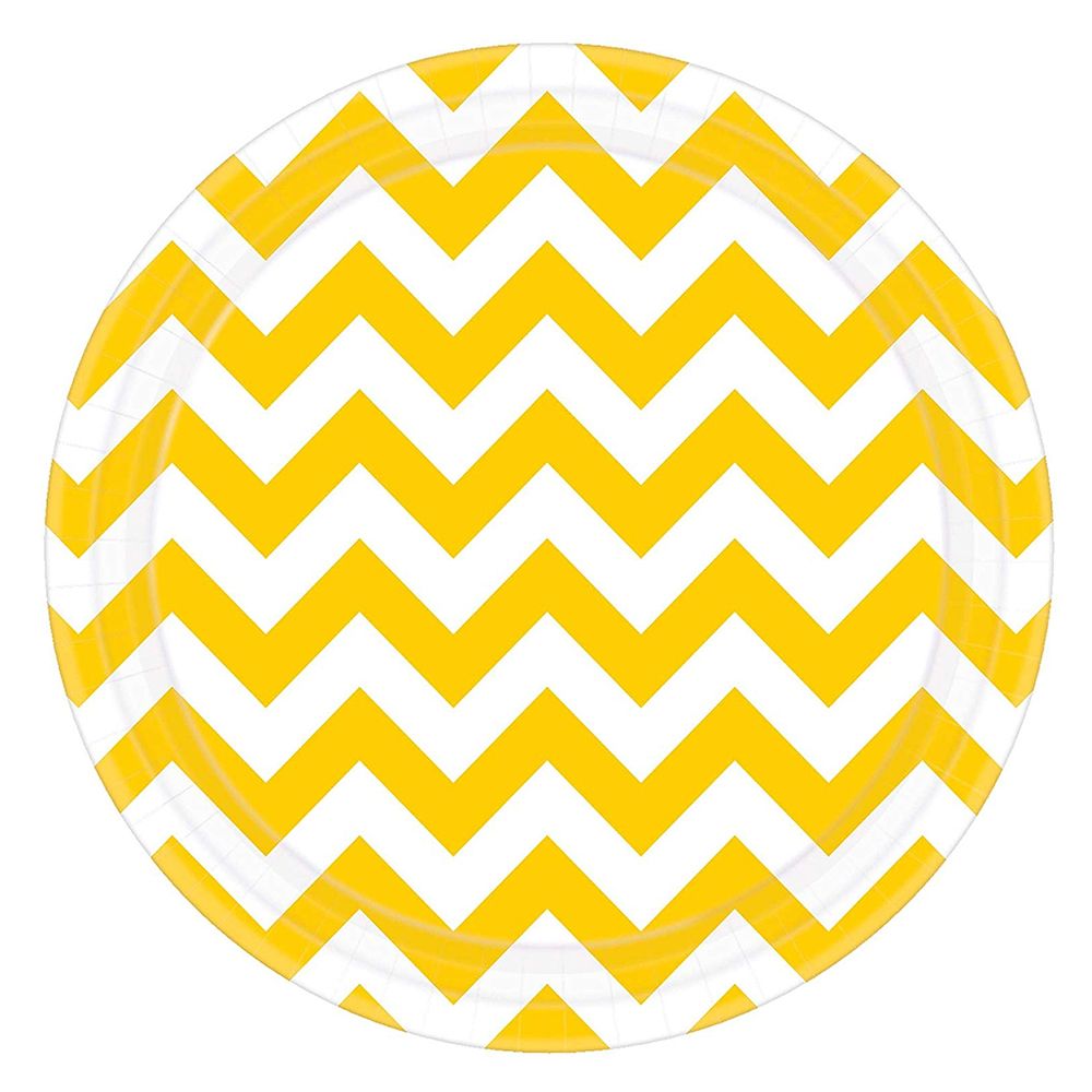 Amscan - Round Party Paper Plates 9" 8pcs - Yellow Sunshine