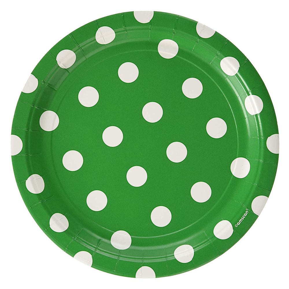 Amscan - Dots Paper Plates 9" 8pcs - Festive Green