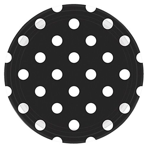 Amscan - Dots Paper Plates 9" 8pcs - Jet Black