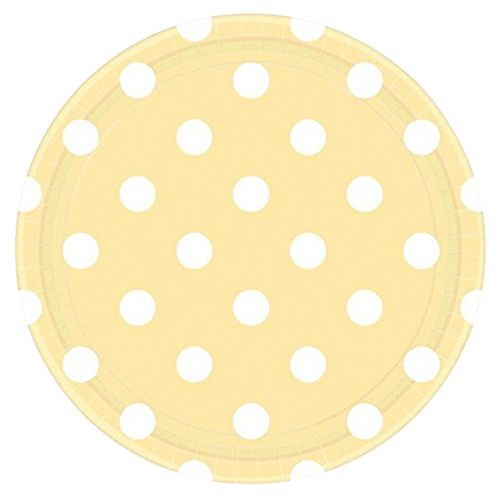 Amscan - Dots Round Paper Plates 9" 8pcs - Vanilla Creme