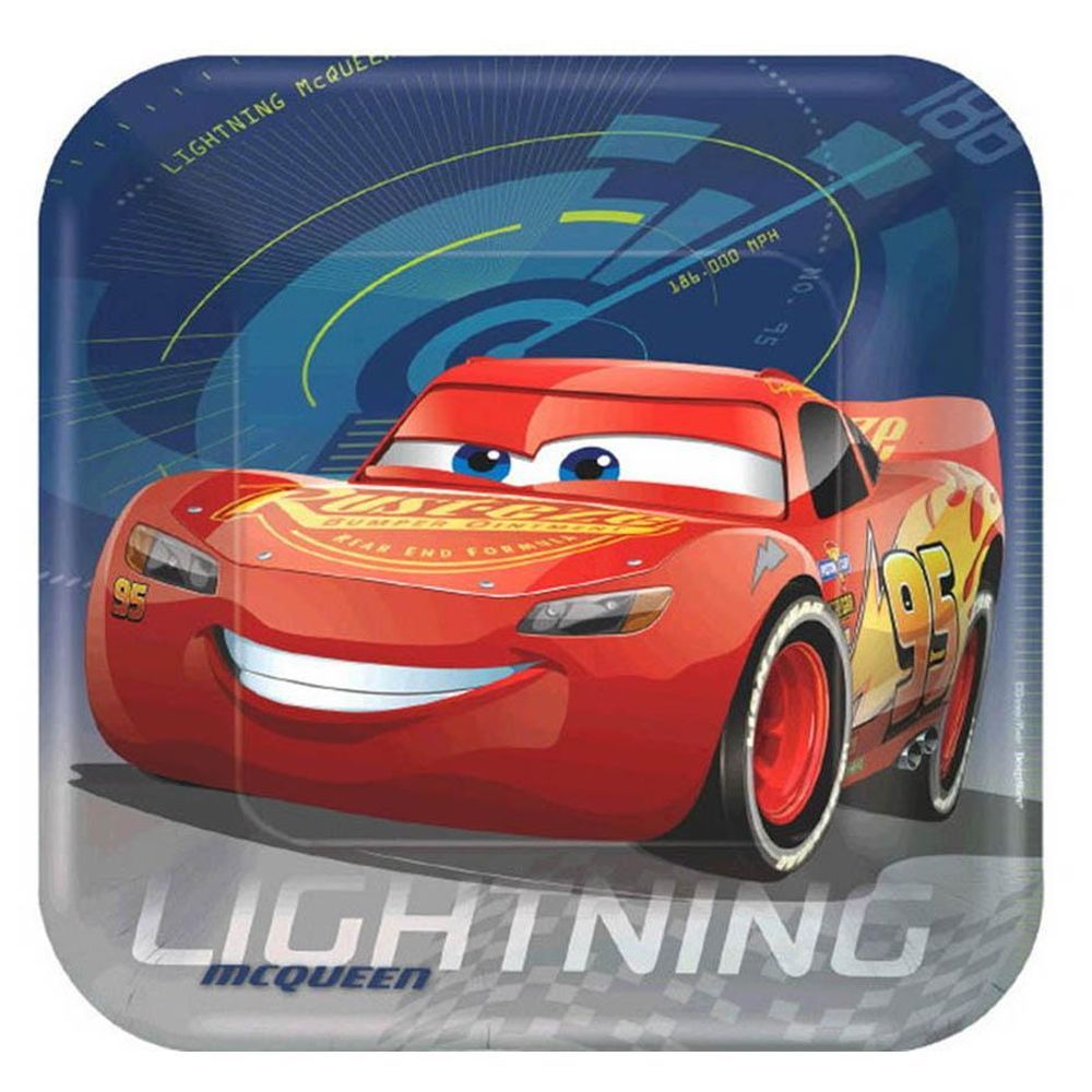 Cars 3 Square Paper Plates 9" 8pcs