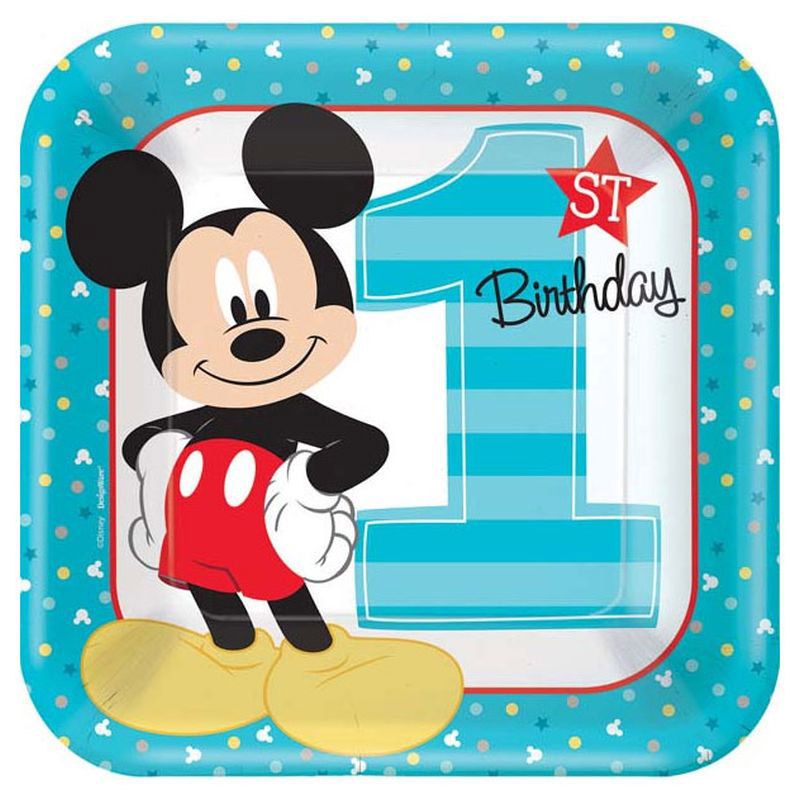 Mickey's Fun To Be One Square Plates 9" 8pcs