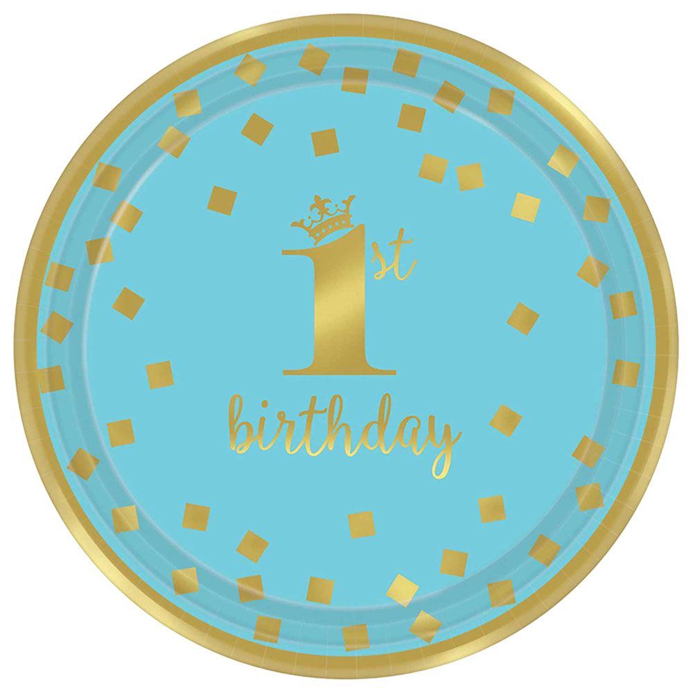 1st Birthday Boy Gold Metallic Paper Plates