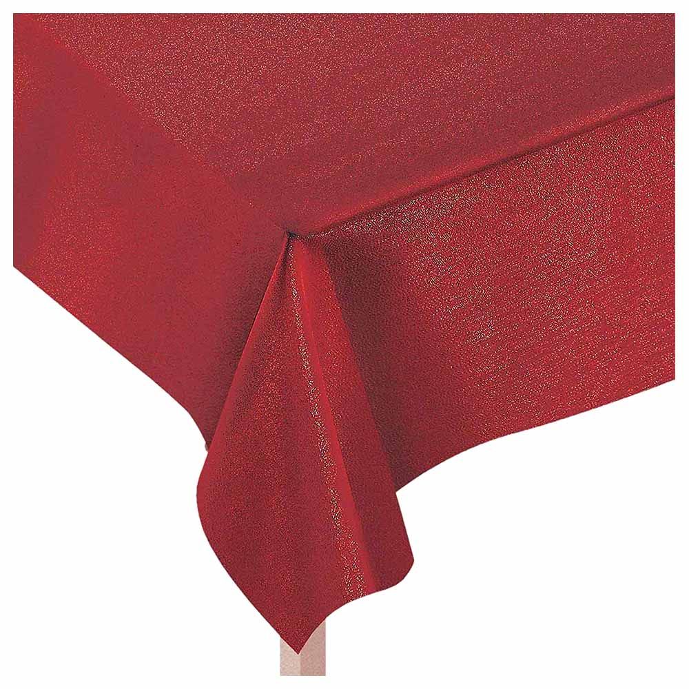 Amscan - Luxury Red Metallic Fabric Tablecover