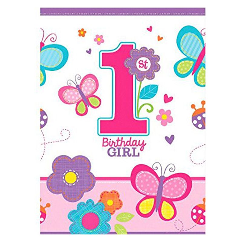 Sweet 1st Birthday Girl Plastic Table Cover