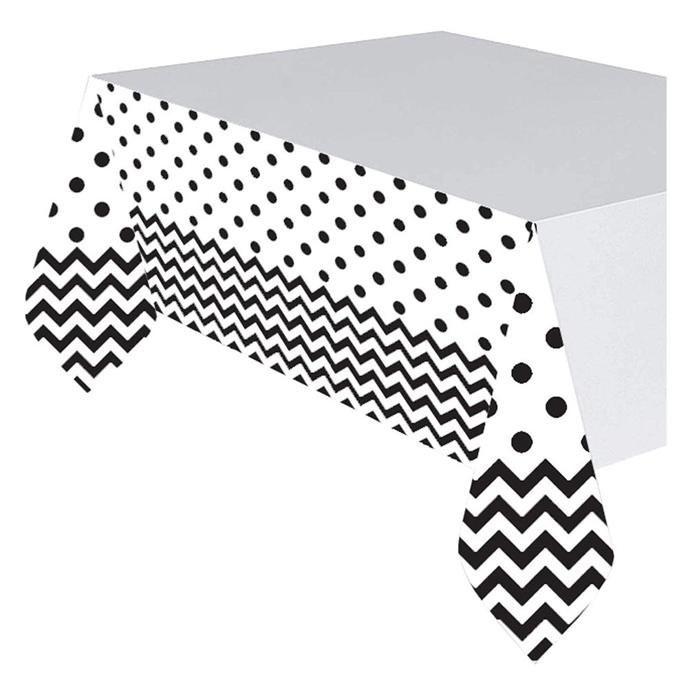 Amscan - Chevron Plastic Table Cover - Jet Black