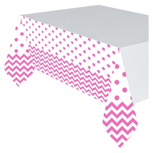 Amscan - Chevron Plastic Table Cover - Bright Pink