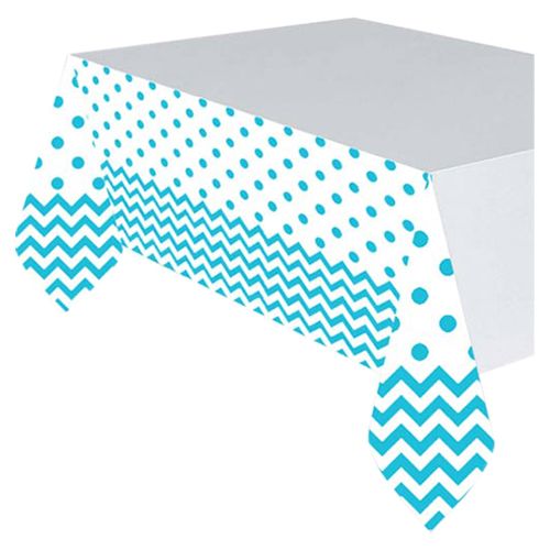 Amscan - Chevron Plastic Table Cover - Caribbean Blue