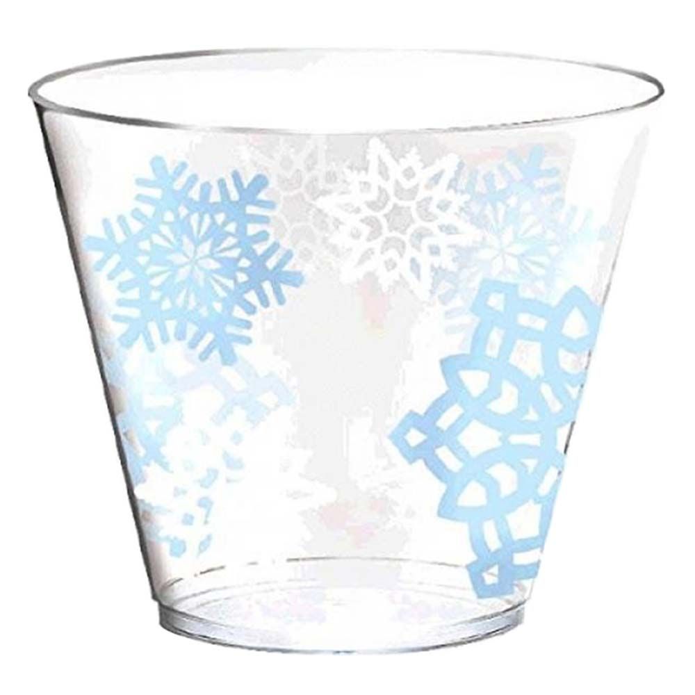 Snowflake Tumblers 9oz 40 Pack - Clear & Blue