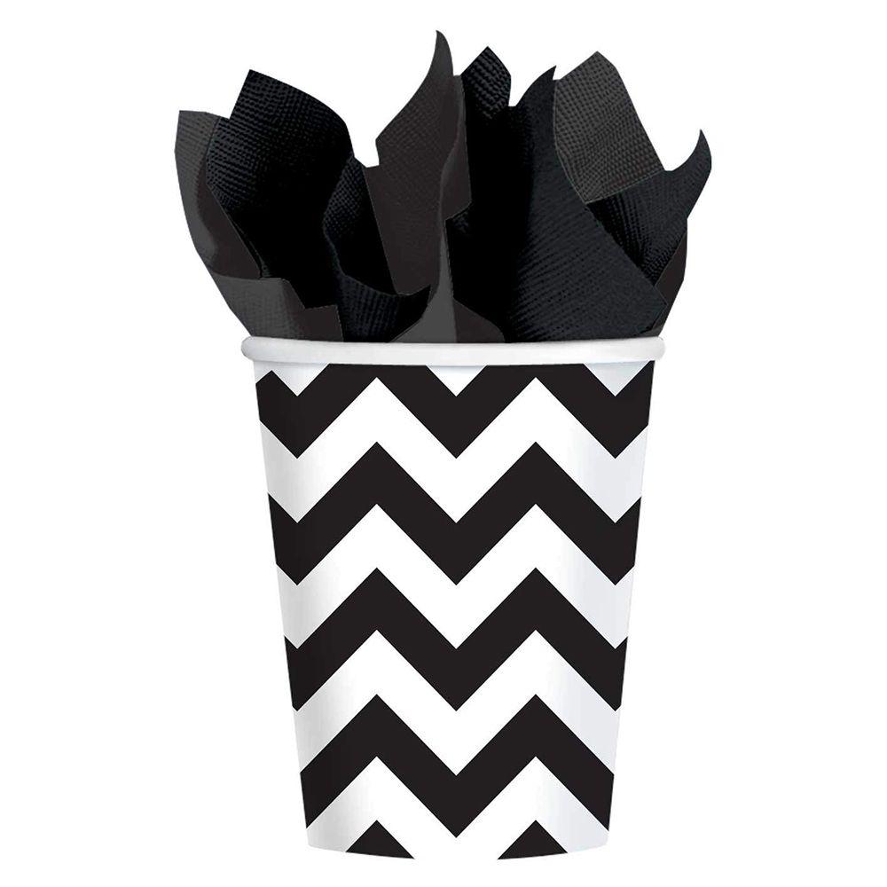 Amscan - Chevron Party Paper Cups 8pcs - Jet Black