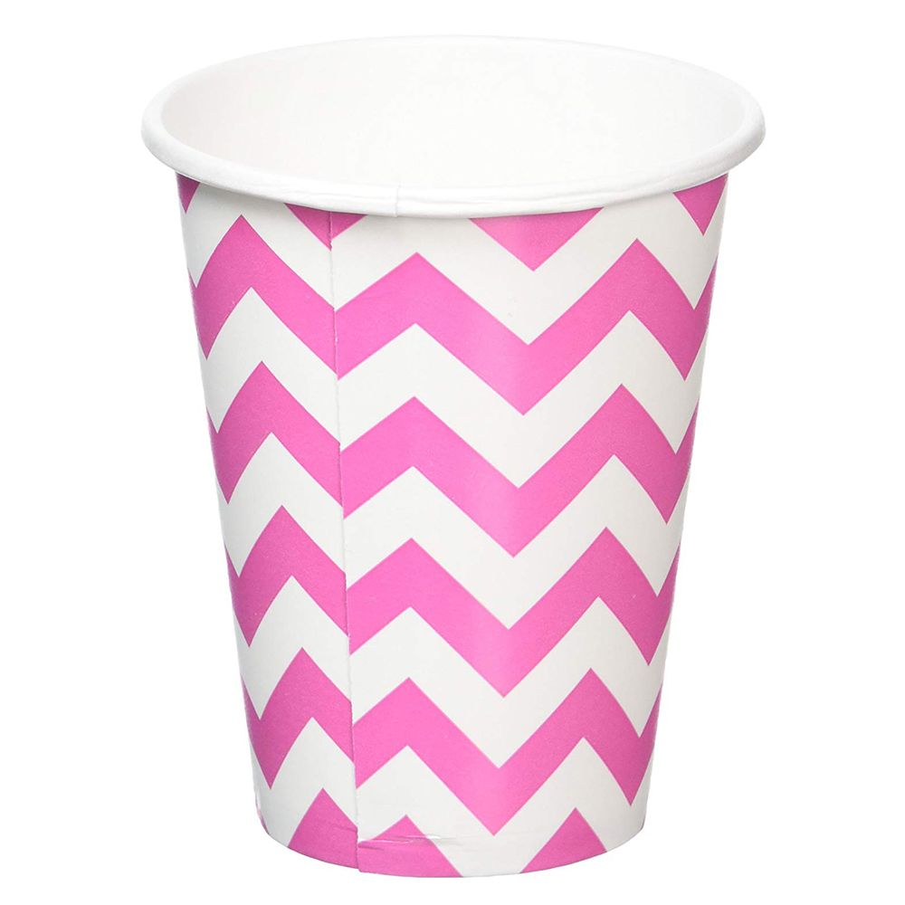 Amscan - Chevron Paper Cup 9oz - Bright Pink